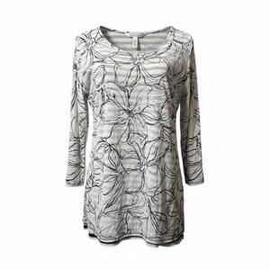 Zenergy by Chico’s Mesh Floral over Striped Shirt Size 0 = US size 4